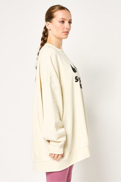 Nike Swoosh By Women Oversized Fit Long Sleeve Outdoor Sweatshirt, Off White