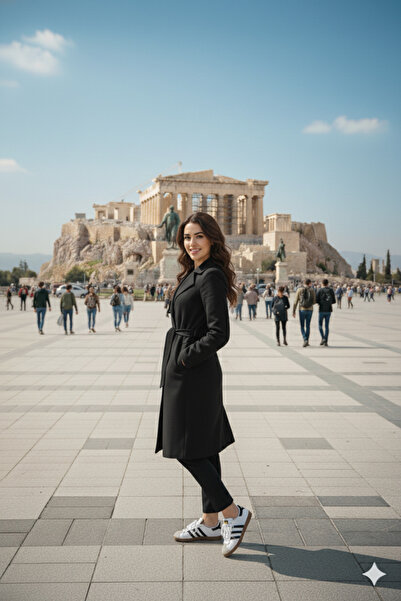 LİMABEL Nisse Coat Black Belted Pocketed Long Cashmere Winter Women's Coat-1