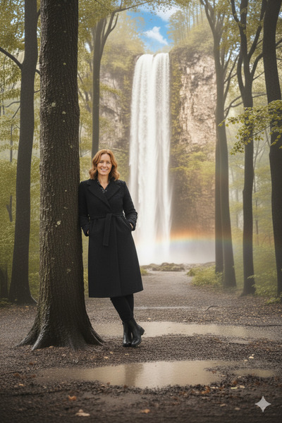 LİMABEL Rmss Coat Black Belted Pocketed Long Cashmere Winter Women's Coat-1