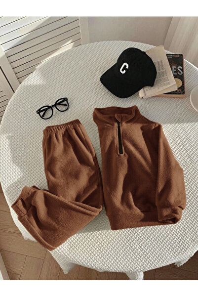 MOONBULL Children's Mock Neck Half Zipper Fleece Set