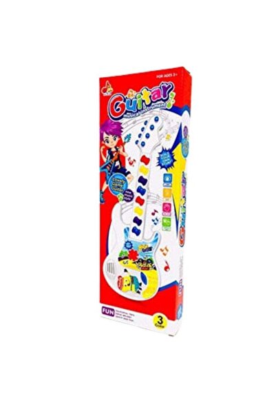 Generic جيتار موسيقي للأطفال - آلة موسيقية بلاستيكية ملونة مع أضواء وأصوات