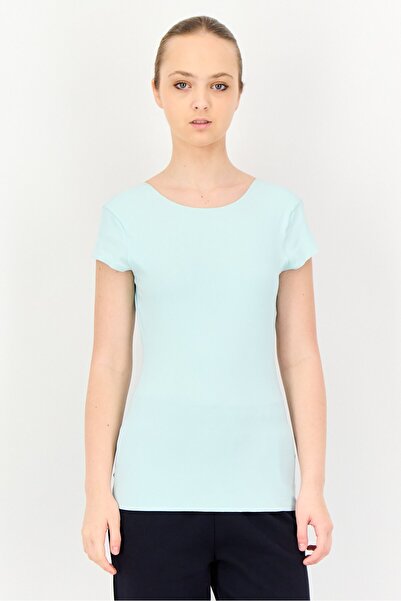 Nike Women Sportswear Fit Short Sleeve Yoga Top, Turquoise