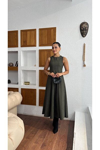 MY GRS SÜET KUMAŞ SIFIR KOL KİLOŞ ELBİSE