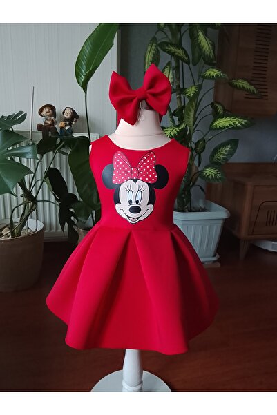 Tasarım Dünyası kırmızı minimaus doğum günü elbisesi