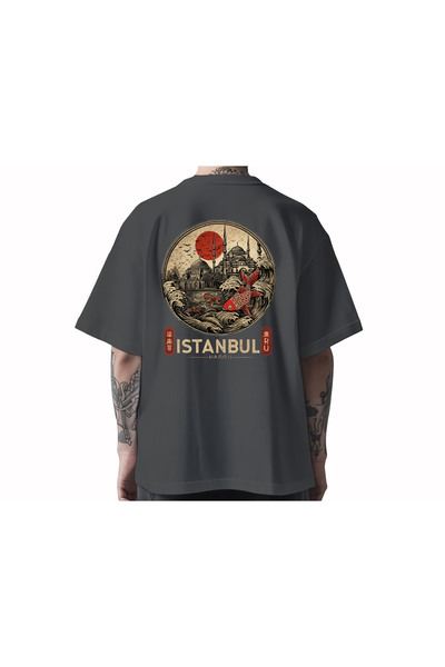 Koi Art Design تي شيرت اسطنبول فينتاج / O قصة فضفاضة للجنسين / 95% قطن عالي ا...