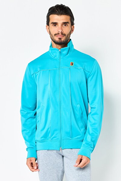 Nike Men Loose Fit Long Sleeve Full Zip Tennis Sweatshirt, Turquoise