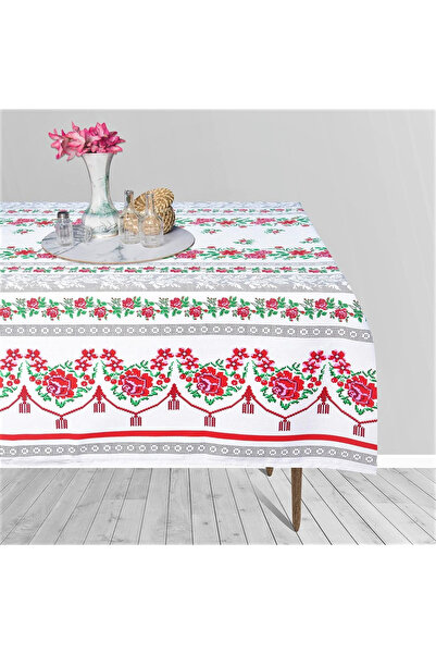 Five Store 100% cotton tablecloth, Roses, 150 x 150 cm, Green-Grey 1 pc