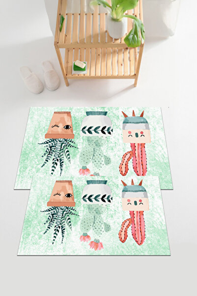 EVİMSEN Set de toaletă pentru baie cu model de cactus colorat, lavabil și ant...