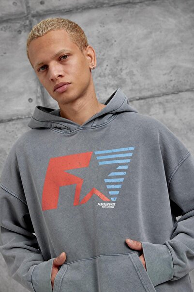 NOMARC Φούτερ καπνιστό F1 PRINTED με κουκούλα oversized