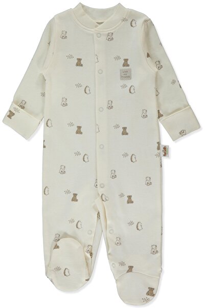 Bebetto بدلة أطفال عضوية من قماش الإنترلوك (لحظة ممتعة عضوية) بلون إكرو