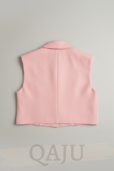 Qaju Women's Shoulder Pad Pack Gold Buttoned Short Vest