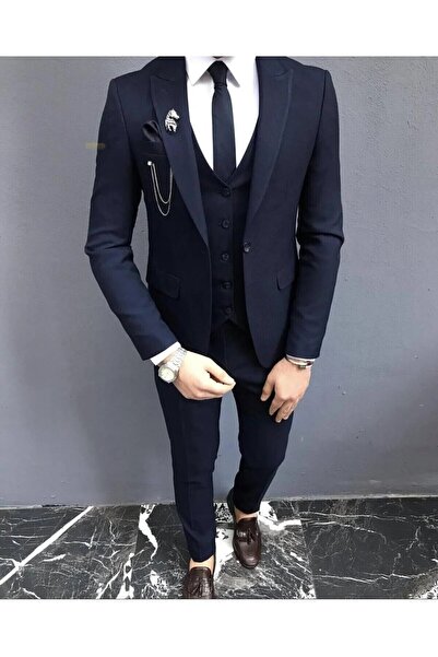 Biçeq Collection Men's Vested Sports Slim Fit Suit_Black