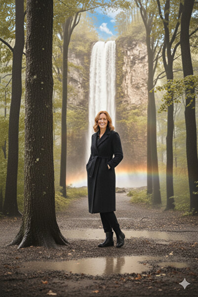 LİMABEL Rmss Coat Black Belted Pocketed Long Cashmere Winter Women's Coat-1