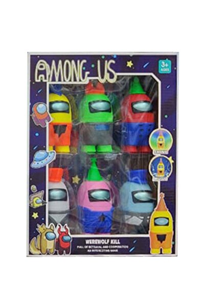 Generic Among Us 6 Piece Multi-Colored Action Figures Character Set with Lights and Sounds