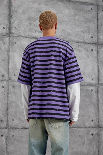 NOMARC Μωβ ΦΟΥΤΕΡΙΤΙΚΟ ΦΟΥΤΕΡΙΤΙΚΟ oversized ΜΕ ΣΤΑΥΡΩΜΕΝΟ ΣΤΑΥΡΟ ΚΑΙ ΜΕ ΛΑΒΗ