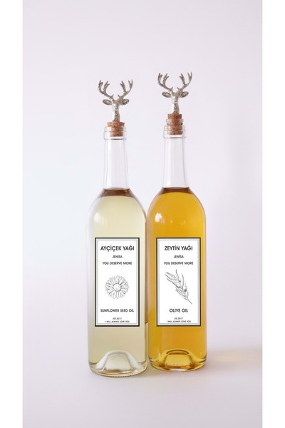Jenisa Silver Deer Leak-Proof Stoppered Bottom Clear Glass Bottle Set of 2 750 ml Oil Container Oil Bottle
