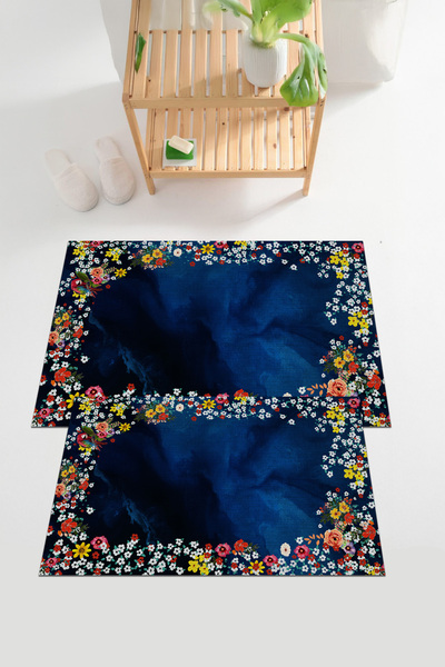 EVİMSEN Set de scaune pentru toaletă cu covoraș de baie digital cu imprimeu l...