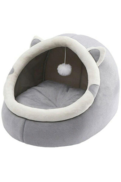 iTin Semi-enclosed cat bed 38x39x35 cm, cotton and soft sponge, gray, comfortable and durable