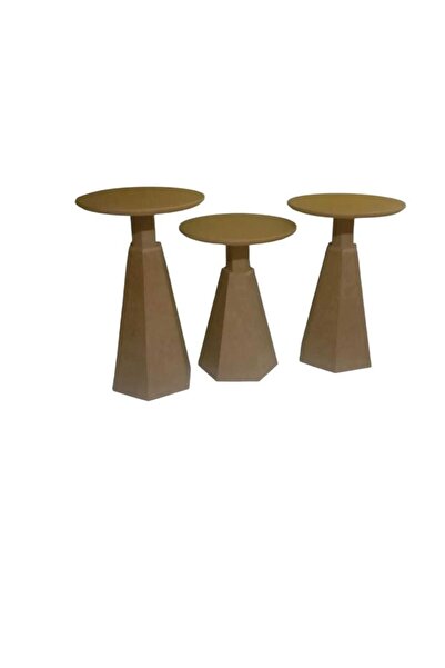 Home prenses ahşap altıgen ıhlamur yeşili boyalı vernikli yan sehpa orta sehpa