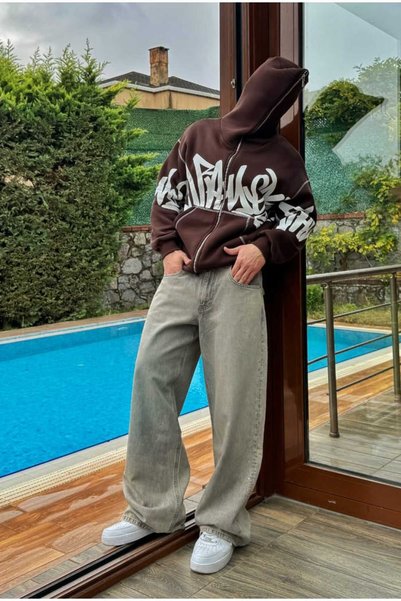 serline Premium Graphic Baskı Full Zip Hoodie