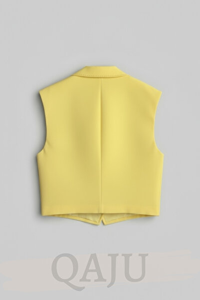 Qaju Women's Shoulder Pad Pack Gold Buttoned Short Vest