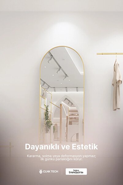 CLNK ALTIN Kaplama Metal Çerçeveli 180x60 Hafif Tasarım Kırılıma Karşıtı Ayak...