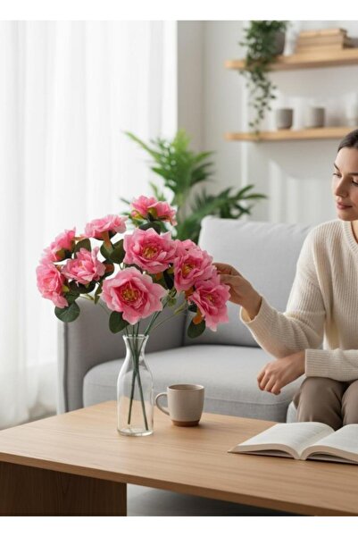 Nettenevime Yapay Çiçek Pembe 10lu Gül Demeti 40*30cm