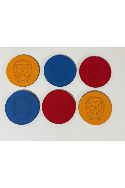 Pelince Set of 6 Cute Hedgehog Figured Coasters |   Laser Cut 3mm Mdflama Decorative Base |   9 cm