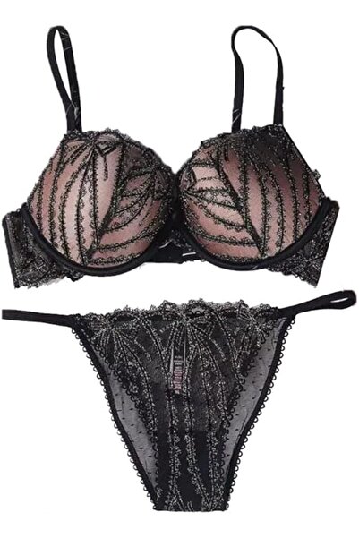 Margoun Sexy Bra Panties Set Underwear Lace Embroidery 2 Piece Lingerie Set Lace Bra Transparent Wom