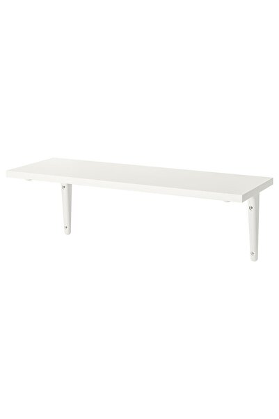 IKEA Duvar Rafı 59x20 Cm Ahşap Raf Dekoratif Ayaklı Kitap Rafı Beyaz Renk
