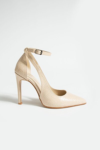 golden heel 10.5cm Thin Heels Beige Snakeskin Pattern Ankle Strap Stiletto Heels 2196