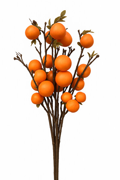 Artificiale Rolio Bouquet of 5 Decorative Fruits Persimmon (Decorative Kaki), Orange, 52 cm