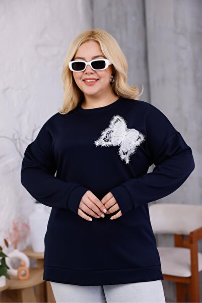 Siyezen Plus Size Modal Fabric Sweatshirt with Butterfly Accessories