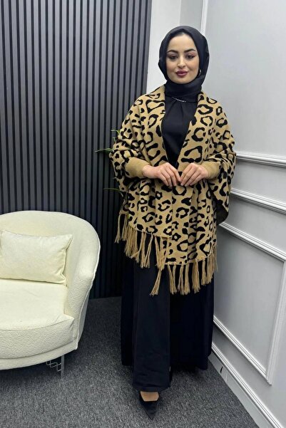 Genel Markalar SENANUR PANÇO 1.Sınıf Triko Kumaş Kamel Kadın Leopar Desenli P...