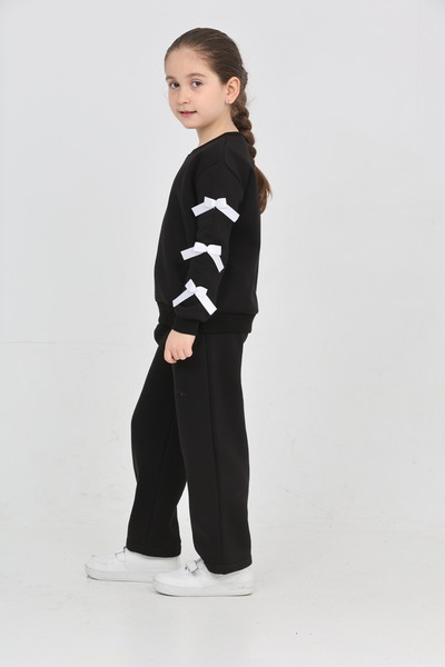 ERDEM KIDS Κοριτσίστικο Σετ Φούτερ με επένδυση fleece Κορδέλες-Βασικό Φούτερ με Χαλαρή Εφαρμογή και Φούτερ Palazzo