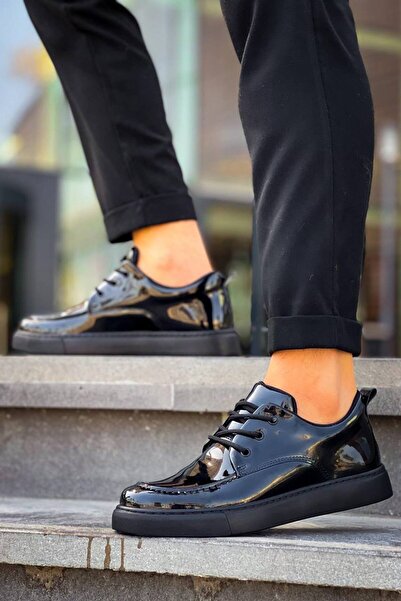 BESKAR Kb X5 Kuback Charcoal Patent Leather Casual Men's Shoes