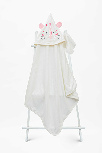 Babyline Aş 100% Cotton Baby Towel Silvery Lion Embroidered