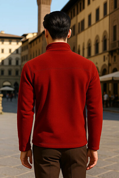 COMBİNE MİCHAİL Men's Winter Casual Thick Red Fleece