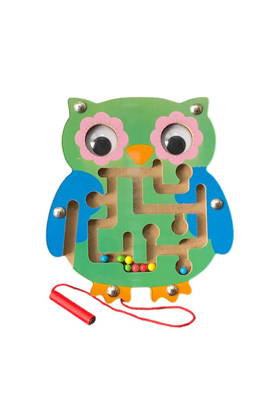 buz Labirint magnetic cu mărgele (bufniță) – jucărie educativă Montessori pen...