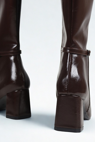 NiceDiffer Women's Pointed Toe Chunky Heel Long Boots