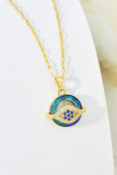 Z&T ACCESORIES Blue Evil Eye Necklace with Zircon Stone