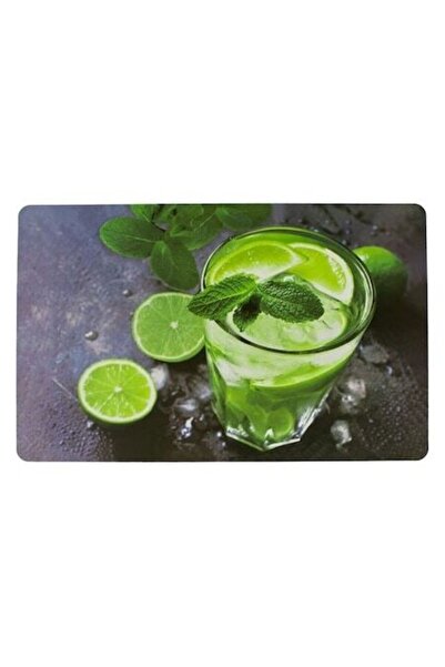 ANTBRO plastic placemat 43.5 × 28.5 cm, lime & mint print, non-slip