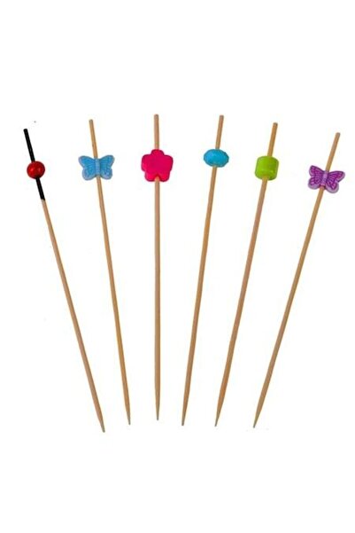 ANTBRO Bamboo Party Toothpicks, 12 cm, Set of 30, Colored Designs, Disposable, -Friendly