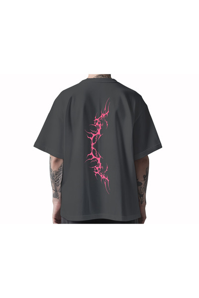 Koi Art Design Ροζ Αστραπή / Υπερμεγέθες Unisex Μπλουζάκι / 95% Βαμβάκι Κορυφ...