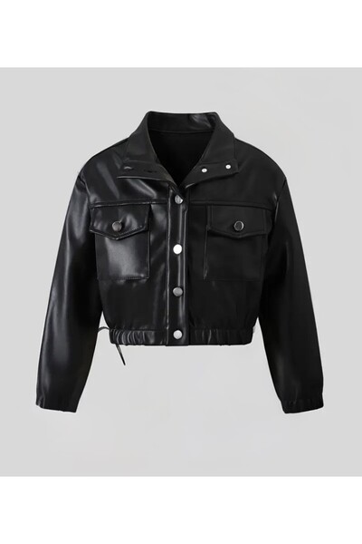 shop Δερμάτινο μπουφάν Sunu με εσωτερική επένδυση και κλείσιμο με κουμπιά