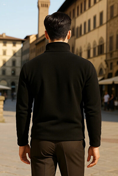 COMBİNE MİCHAİL Men's Winter Casual Thick Black Fleece