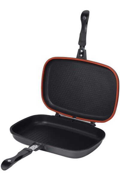 Dessini Double-Sided Portable BBQ Flip Non-Stick Square Grill Pan with Silica Sealing Ring