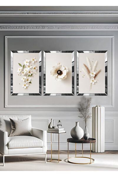 YOKTAYOK Pleksi Çerçeveli Botanik Pastel Tablo 3lü