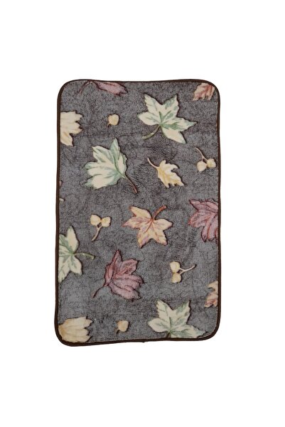 RAY Bathroom mat set, brown-pink with colorful leaves, 3 pieces