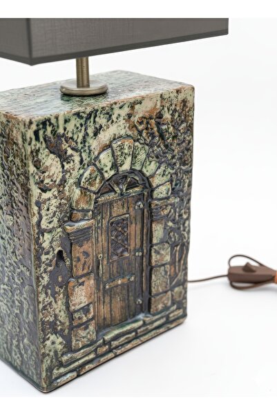 Midl Atelier Midl El Yapımı Seramik Abajur#2 - “Taş Kapı” Dikdörtgen Gövde